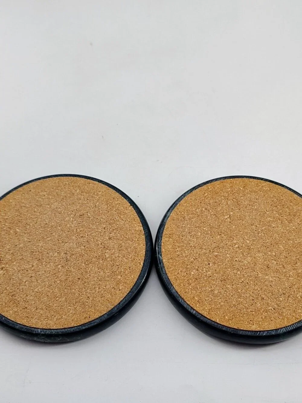 Set of 2 Dark Green Marble Coasters with Cork Backing 4